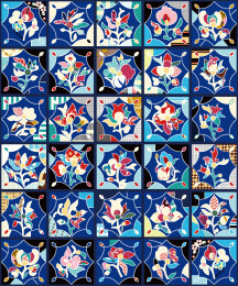 广西壮族贴布绣被面上的花卉纹