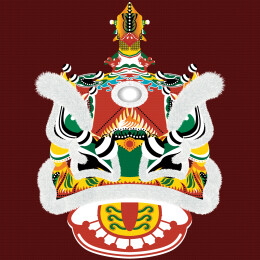 近现代广东佛山特制鹰角狮头