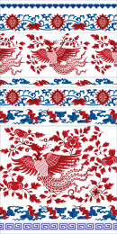 清代青花釉里红壮罐上的凤穿花纹