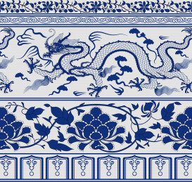 元代青花瓷上的缠枝牡丹云龙纹