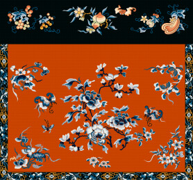 清代山东鲁绣上的花卉纹