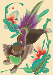 清代湖南桃源刺绣上的瑞兽花卉纹