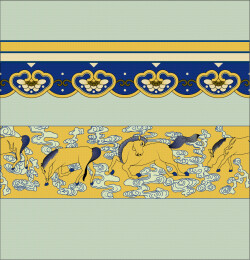 清代青釉青花釉里红象耳瓶上的马纹