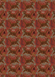 明代红地妆花纱上的虎镇五毒纹