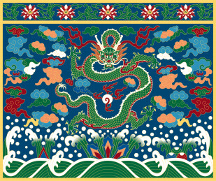 清代掐丝珐琅上的海水龙纹