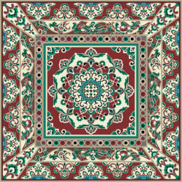 唐代敦煌藻井上的宝相花卷草纹