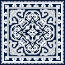 近现代贵州蜡染包帕上的卷草菊花纹