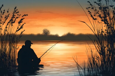 河边垂钓者的宁静时光