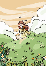 站在黄昏下的少女