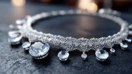 精致水晶装饰的银饰