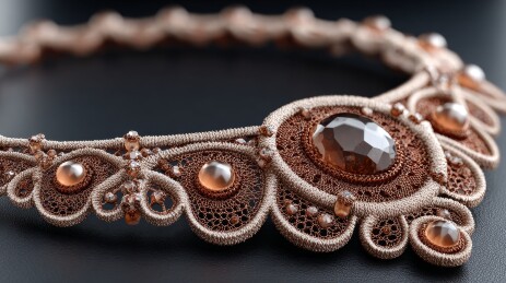 精美蕾丝项链带宝石珍珠装饰