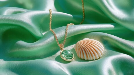 绿色宝石项链与贝壳
