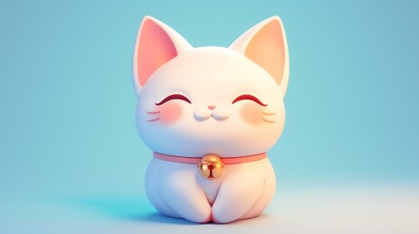 蓝色背景与猫咪