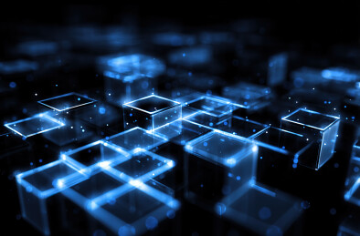 蓝色发光立方体网络