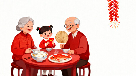 春节家庭团聚吃团圆饭