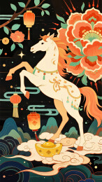 马年国风海报插画