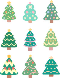 圣诞树元素矢量插画