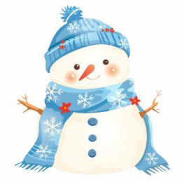 圣诞节冬天戴帽子围巾胡萝卜鼻子雪人插画