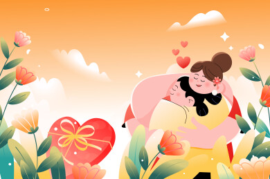 感恩节拥抱矢量插画