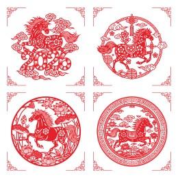 2026红色生肖马福字窗花