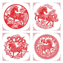 2026红色生肖马福字窗花