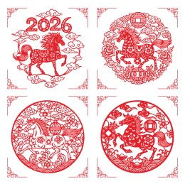 2026红色生肖马福字窗花