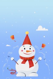 卡通清新冬天下雪可爱雪人插画
