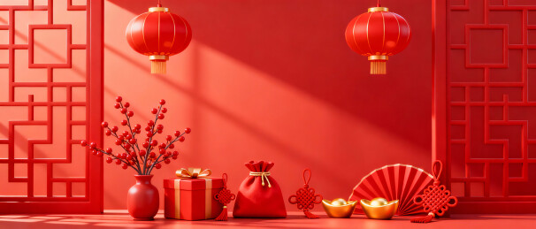 春节新年红色喜庆场景