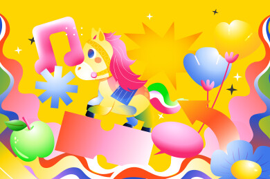 马年新年生肖矢量插画