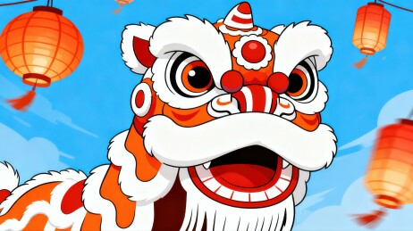 新年舞狮子插画