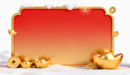 春节新年红色年味元宝背景框元素