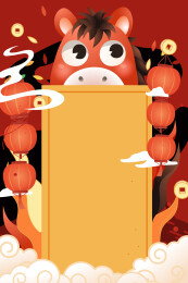 马年春节矢量插画