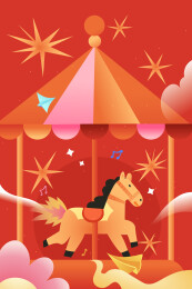 马年春节矢量插画