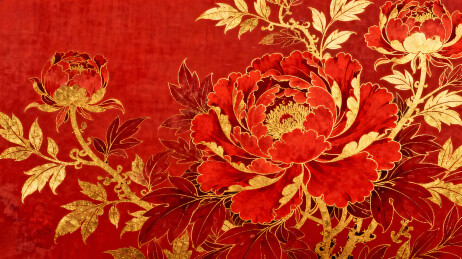 中国风传统工笔画牡丹花开