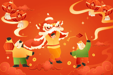 马年元旦春节矢量插画