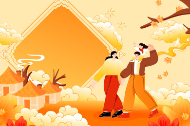 新年家人亲子矢量插画