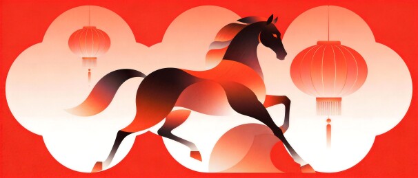 马年灯笼插画