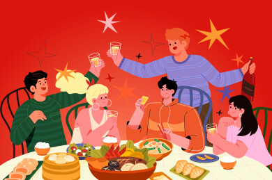 美食聚餐矢量插画