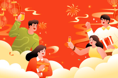 新年春节庆祝矢量插画