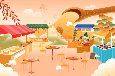 春节年货节美食矢量插画