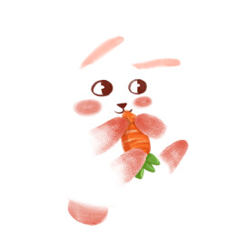卡通手绘吉祥物兔子IP兔年生肖中秋节插画